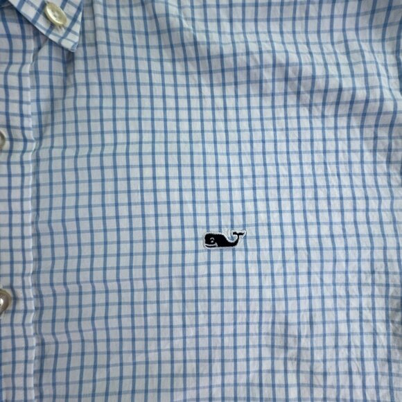 Vineyard Vines Long Sleeve Button Up Mens Slim Fit Whale Shirt Blue Check Large - Picture 12 of 16